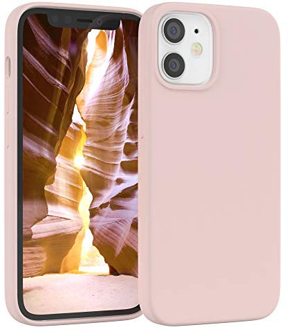 EAZY CASE Premium Silikon Handyhülle kompatibel mit iPhone 12 Mini, Slimcover mit Kameraschutz und Innenfutter, Silikonhülle, Schutzhülle, Bumper, Handy Case, Hülle, Softcase, Altrosa, Rosa