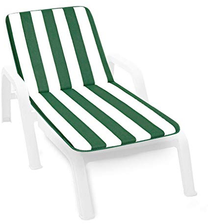 emmevi Cuscino per Sdraio Pieghevole LIMA Fasciato, Imbottito 180 x 50 x 3 cm, a Righe, con Lacci ed Elastici, Made in Italy - Verde