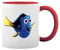 Finding Dory Weiße Tasse Mug mit roten Felgen und Griff