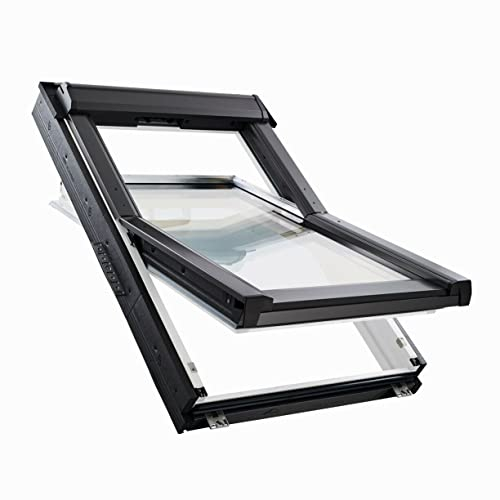 Roto Austausch- und Renovierungsfenster Q4 AV1 für alte Velux bis 1991 (VL, VK, VX, etc) (für Velux (VU,VL,VKU 021) 55cmx84cm, RotoQ Einzeleindeckrahmen Schiefer mit Nocken EDL)