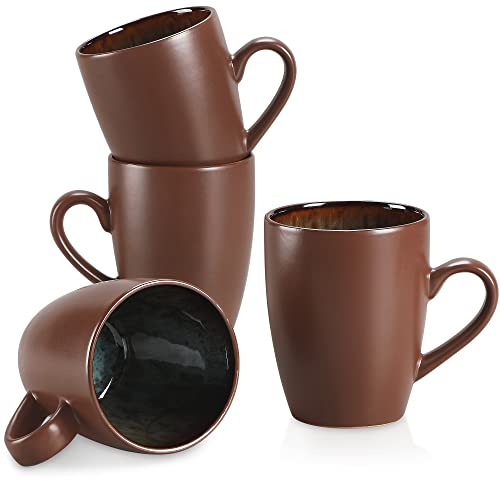 vancasso Kaffeetassen Steingut, BUBBLE 4-teiliges Tassen Set, 380ml Kaffeebecher mit Henkel
