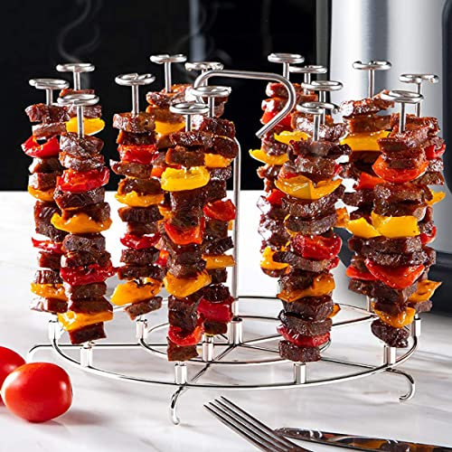 Air Fryer Skewer Stand Compatible with Ninja Foodi 6Qt /8Qt Stainless Steel Vertical Skewers Holder Air Fryer Accessories Grill for Grilling Home Kitchen Kabobs (8 QT Grill)