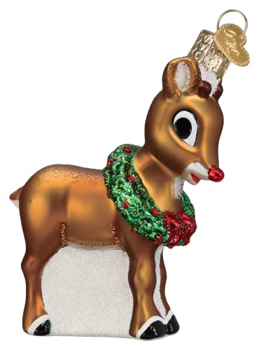 Old World Christmas Rudolph The Red-Nosed Reindeer Glass Blown Ornament for Christmas Tree