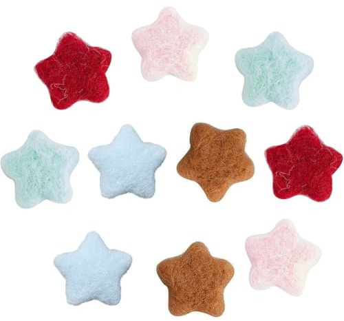 GORGECRAFT 5 Farben 10 STÜCKE Sternform Filz Wollperlen Bälle Nähen Pom Poms Handgemachte Natürliche Filzgirlande Wollfilzstoff Für DIY Heimdekoration Party Requisiten Wolle Dekoration