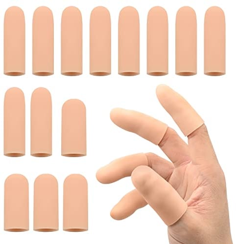 YancLife Fingerlinge(14 Stück), Fingerkuppenschutz Silikon Gel Fingerlinge Daumenschutz,Fingerhülsen,Fingerverbände für Verletzung,Handekzeme, Fingerknacken,Fingerarthritis(Hautfarbe)