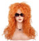 MEIRIYFA 80er Jahre Rocker Punk Perücke Lange Lockige Orange Perücke für Männer und Frauen Retro Mullet Perücken für Halloween Kostüm Cosplay Party