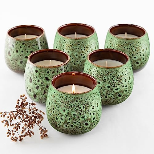 HOFER 6 x Premium Citronella-Schale grün | Windlicht Outdoor | Hochwertige Citronella Kerze im Keramiktopf mit Citronella-Duft | Outdoor Kerzen für Gartenparty | Deko für draußen…