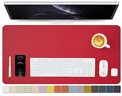 Leder-Schreibtischunterlage – rutschfeste PU-Schreibtischunterlage und Mauspads für Büro und Zuhause – Schreibtisch-Organisation und Zubehör (Rose Rot,80cmx 40cm)