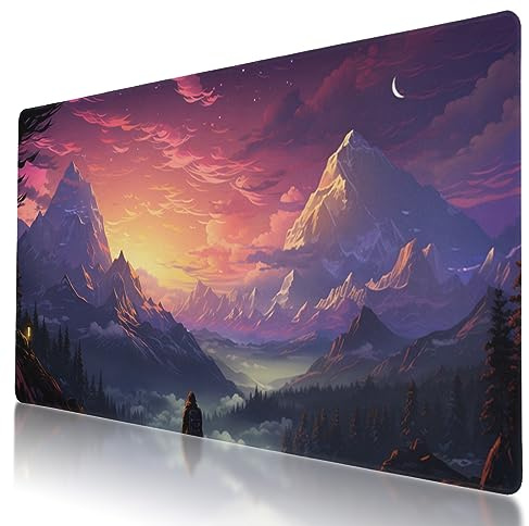 Backpacker in The Mountains inspirerad design, stor musmatta 90 x 40 cm, halkfri bas, sydda kanter, perfekt för spel eller kontor