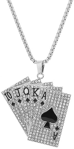 YAHOYA Hiphop Iced Out Spielkarte Straight Flush Anhänger Herren Poker Halskette Rock Rap Schmuck