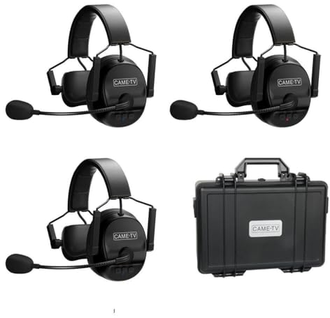 Came-TV Kuminik8 Wireless Intercom Headset System Noise Cancellation, 1500ft Team Communication Group Talk, Zero Delay Mute Function Headset for Film Video Production 3 Pack