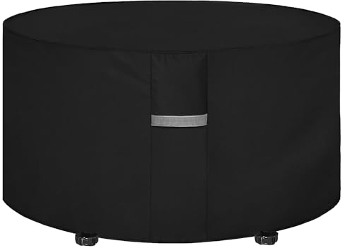 Dokon Gartenmöbel Abdeckung Wasserdicht Schwerlast 600D Oxford Gewebe Gartentisch Abdeckplane Winterfest Winddicht UV Beständiges Schutzhülle für Loungemöbel Möbelsets Sitzgruppe Rund (Ø102x71cm)