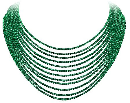 EVER FAITH Mehrschichtige klobige Halskette, Glitter Grün Strass Wasserfall Mehrstrang Multi-Strand Ketten Statement Lätzchen Halskette lange Kette Modeschmuck