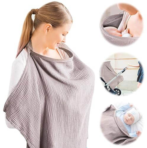 EUIOOVM Stillschal Stilltuch Stillmutter Abdeckung Baumwolle Atmungsaktiver Weicher Stillschürze Verstärkter Schürzenähnlicher Stilltüche Mehrzweck Stillcover Sonnenschutz Kinderwagenbezug
