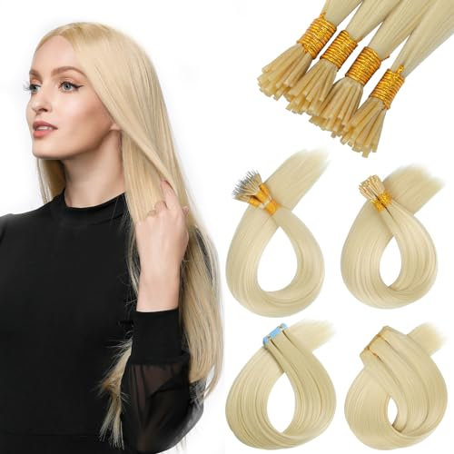 Yamel Training Hair, Keratin Fusion I Stick Tip Hair Extensions Light Blonde Straight 16 Inch 100g Synthetic Hair Extensions for Training