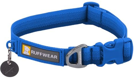 RUFFWEAR Front Range Collar, Small Dog Collar with Aluminium V-Ring, Adjustable Length Pet Dog Collar, Comfortable Soft Fabric, Animal Collar with Dog Lead Attachment Ring, 28-36cm, Moonlight Fade
