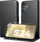 Peakally Hülle für Samsung Galaxy S24 [Mit S24 Schutzfolie] [Premium PU Leder] [RFID-Blockierung] [Kartenfach] [Magnet] TPU Stoßfest Handyhülle Klapphülle Kompatibel mit Samsung Galaxy S24 - Schwarz