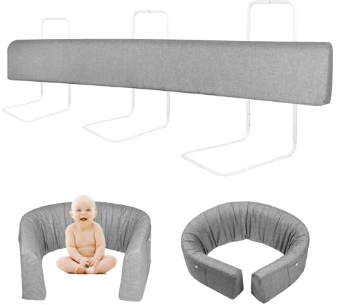 XINZI 200cm Verformbar Rausfallschutz Bettgitter für Kinder 5-Loch Höhenverstellbar Bettkantenschutz Set Kinderbettgitter mit Waschbare Kopfkissenbezug Babybettgitter für Familienbett/Kinderbett