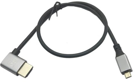 LiKuCo Micro HDMI to HDMI Angled Cable 8k;Slim Micro HDMI 2.1 Supports 8K@60Hz, 4K@120Hz, 1080P, 3D, ARC, HDR, Suitable for Camera,Projector, Monitor, TV (Left Angled)