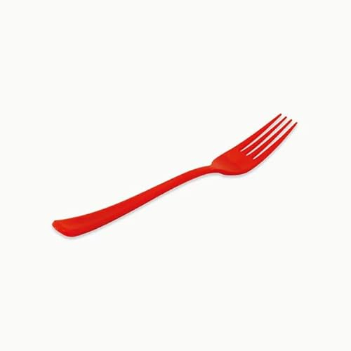Tenedor reforzado PS reutilizable 18,5cm rojo Pack 12 unidades