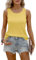 Zitiki Canotta da Donna Basic, Sexy, in Cotone, Girocollo, Casual, Senza Maniche, Estiva, vestibilità Larga, Cami, Giallo., L