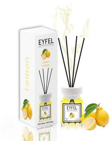 Eyfel Reed Diffuser for Home – Lemon Scent, Glass Core, Yellow, 4.05 fl oz, 3 Months Runtime