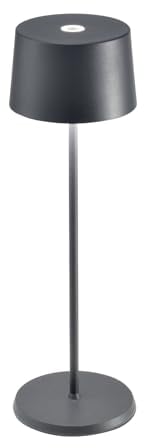 Zafferano, Olivia Pro Lampe, Tragbare und Wiederaufladbare Tischlampe mit Touch Control, Geeignet für Wohnzimmer und Außenbereich, Dimmer, 2200-3000 K, Höhe 35 cm, Farbe Dunkelgrau