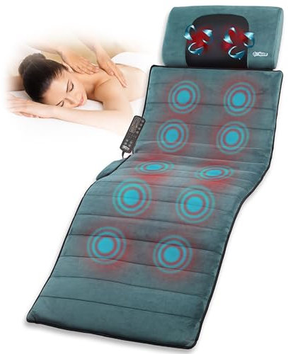 GALERÍA DEL COLECCIONISTA Sistema de Masaje Triple SPA: Colchón de masaje Cuerpo Completo. Shiatsu, Vibración, Termoterapia. Viscoelástica, Almohada Ergonómica Desmontable Plegable. (LARGE)