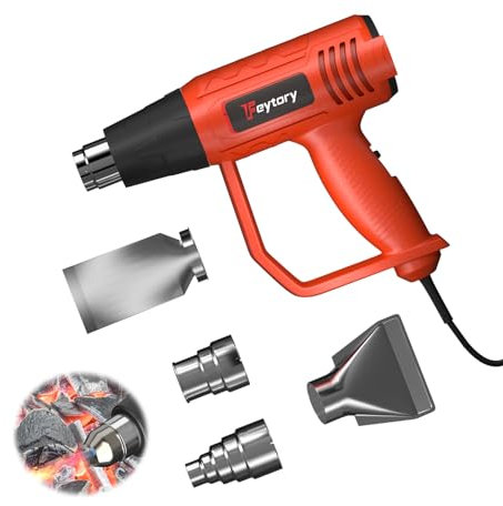 Heat Gun for Paint Stripping, 2000W Heavy Duty Hot Air Gun Tool 1.5S Fast Heating with Overload Protection, 4 Nozzles and 1.8m Cable, Dual Temperature Settings, for Craft Embossing, Shrink Wrapping