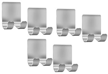 Self Adhesive Stainless Steel Heavy Duty Utility Storage Hook, Shower Hook for Razor,Bathroom Kitchen Organizer for Plug Robe Towel Loofah Bathrobe Coat Shaver Hook Hanger Stand