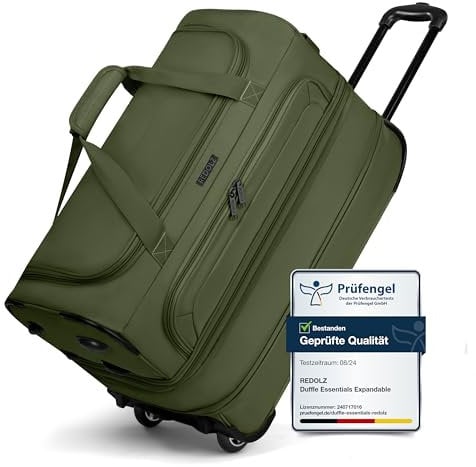 REDOLZ 2-Rollen MEDIUM Trolley-Reisetasche | Volumen mit Dehnfalte erweiterbar von 51 auf 64 Liter | für Männer & Frauen (55 cm, extra Bodenfach)