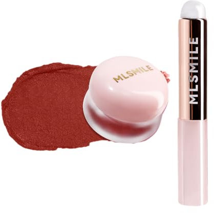 Lip Pudding Pot, Lip&Cheek Blurry Pudding Pot, Blurring Makeup Blush, Buildable Lightweight, Multi-Use Soft Matte Velvet Finish,With A Lip Pudding Pot Brush (04#Meraki)