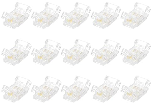 sourcing map LED-Streifen-Verbinder, 3-polig, 8 mm, Streifen auf Draht, LED-Anschlüsse für Lichtstreifen, transparent, lötfrei, LED-Lichtadapter, Anschluss für Oberflächenmontage, LED-Streifen, 15