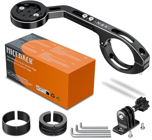 NICEDACK Aluminiumlegierung Fahrradhalterung kompatibel mit Garmin Edge, Fahrrad Halterung, Fahrradcomputer Halter für Garmin Edge mit Action Kamera Halter mit Action Kamera Halter