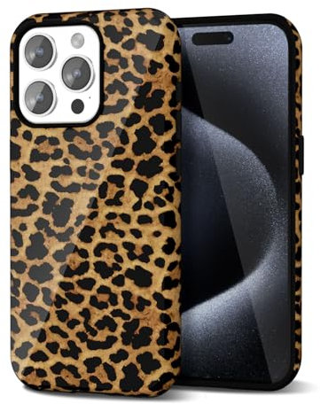 Svanove Cheetah Print Phone Case for iPhone 15 Pro Case Girly Trendy Leopard Pattern, Retro Cool Animal Print, Luxury Cute Case for Women, Aesthetic Y2k Hard Shell Plastic, Brown Fall