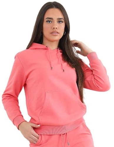 BRAVE SOUL Womens Hoodie with Adjustable Drawstring, Kangaroo Pocket Comfortable Fit and Soft Fleece Hoodie for Women, Coral Colour, XS