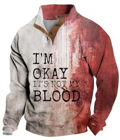 Lockere UK-Sweatshirts für Herren, trendiges Oberteil, Bluse, Herren, Halloween-Druck, gruselig, lustig, Sport, schweißabsorbierend, atmungsaktiv, Thermo-Langarm-Tops für Herren, rose, XL