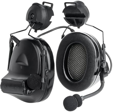 QIRUIMY Tactical Headset with Detachable Microphone & Earmuffs for Gaming, Hunting – No Noise Reduction, Helmet Compatible, Black
