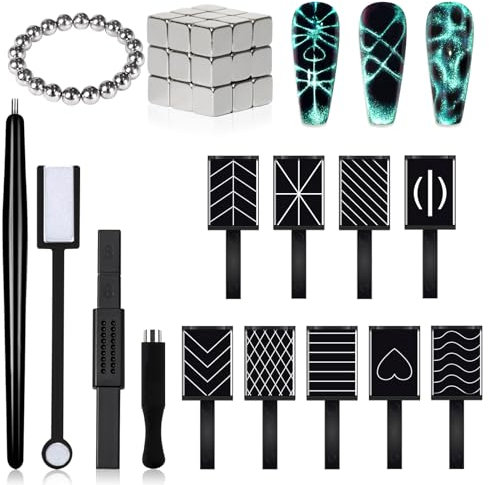 SIUSIO 41Pcs Nail Magnet Tool Set Cat Eye Gel Nail Polish Magnet Wand Magnetic Nail Polish Cat Eye Magnet for Nails Cat Eye Magnets Sticks Nail Design Tools Nail Art Accessories
