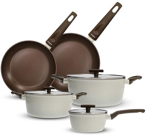 Tognana Sintonia, Batteria di pentole e padelle 8 pezzi, alluminio, grigio