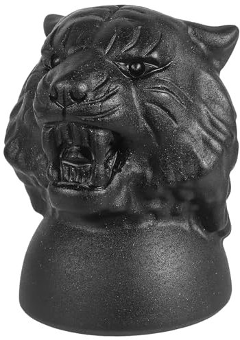 mookaitedecor Schwarze Obsidian Kristall Tigerkopf Figur Edelstein, Hand geschnitzt Tierfigur Stein Statue Skulptur Kristalle und Heilsteine für Büro Heimdekoration