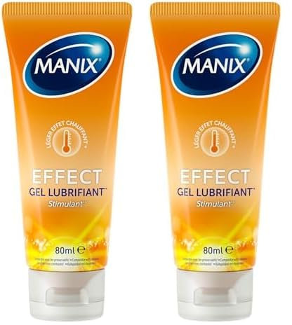 MANIX Effect : Gel Lubrifiant Intime (80mL) Effet Chauffant/Inodore et Sans Paraben/Compatible avec les Préservatifs (Lot de 2)