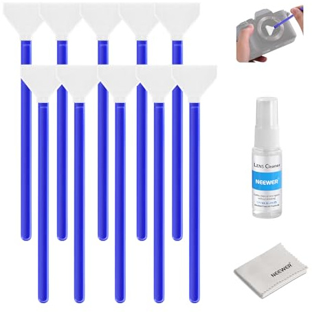 NEEWER 12 In 1 Camera Lens Cleaning Kit for DSLR Cameras, Electronics, Smartphones, Tablets, 10x Cleaning Swab for 24mm Full Frame Sensor + 1x Cleaner Spray + 1x Cloth, HM-46