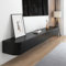 Meuble TV suspendu noir avec rangement élégant meuble TV en bois table télévision salon adapté pour le salon et la chambre à coucher (Noir 240 cm)