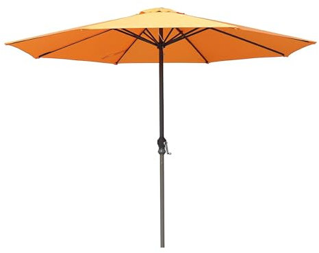 WBQYIPD Tischschirm Marktschirm, 270cm Terrassenschirm mit Kurbel und 8 Streben, Stahlmast aus Polyester, Sonnenschirm for Garten Balkon(Orange)