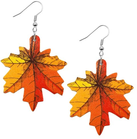 Ahornblatt Leaf Ohrringe,Herbst Ohrringe,Ohrringen in Blattform,Ahorn Ohrringes,Ohrring aus PU-Leder im Ahornblatt-Design,Mode Pflanze Schmuck für Frauen Mädchen Erntedankfest Party