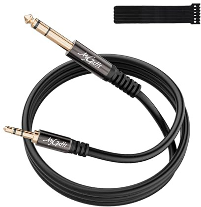 Mygatti 3m Cavo jack Audio 6,35mm a 3,5mm, TRS Stereo Aux maschio a maschio, per Collegare Smartphone, Tablet, PC con Altoparlante, Amplificatore, Mixer Audio, Chitarra, etc +5 fascette per cavi