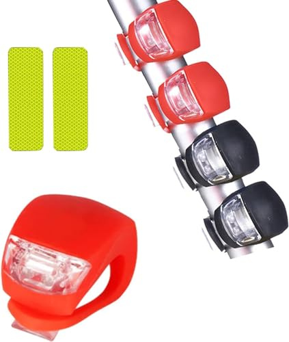 Silikon Fahrradlicht vorne und hinten, 4 Stück Fahrradbeleuchtung aus Silikon, Radkopf, für Kinderwagen, wasserdicht, reflektierende Aufkleber für Fahrräder