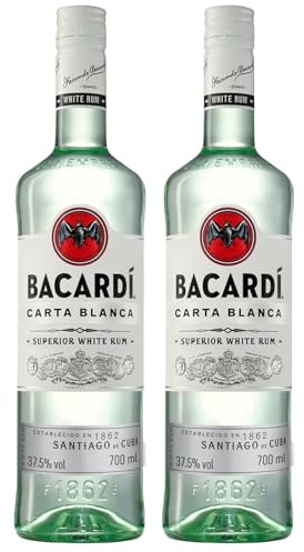 BACARDÍ Carta Blanca Superior White Rum, 37.5% ABV, 70cl / 700ml, Iconic Caribbean Rum Perfect for Cocktails (Pack of 2)