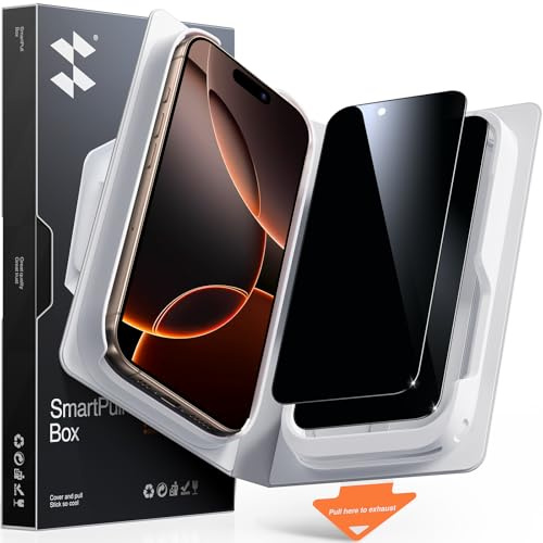 SMARTDEVIL 2 Pack MyView Privacy for iPhone 16 Pro Screen Protector | 28° Anti-Spy, 9H Tempered Glass, Bubble-Free Easy Install, Anti-Shatter, Face ID & Case Compatible, with SmartPull Box